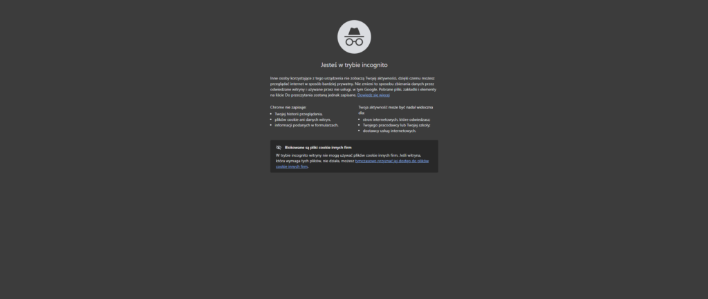 tryb incognito